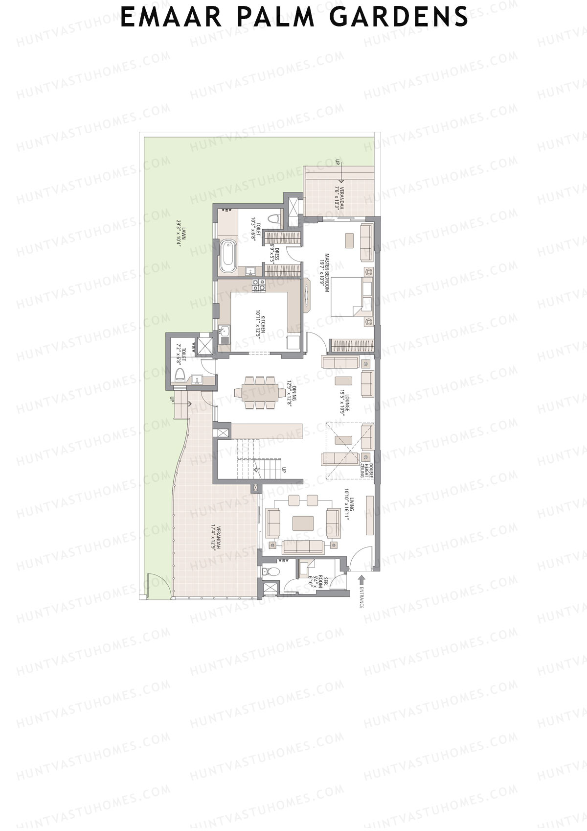 Emaar Palm Gardens, Tower 4, Unit 2 (Duplex ), 5BHK, Super Area 3750   sq ft 