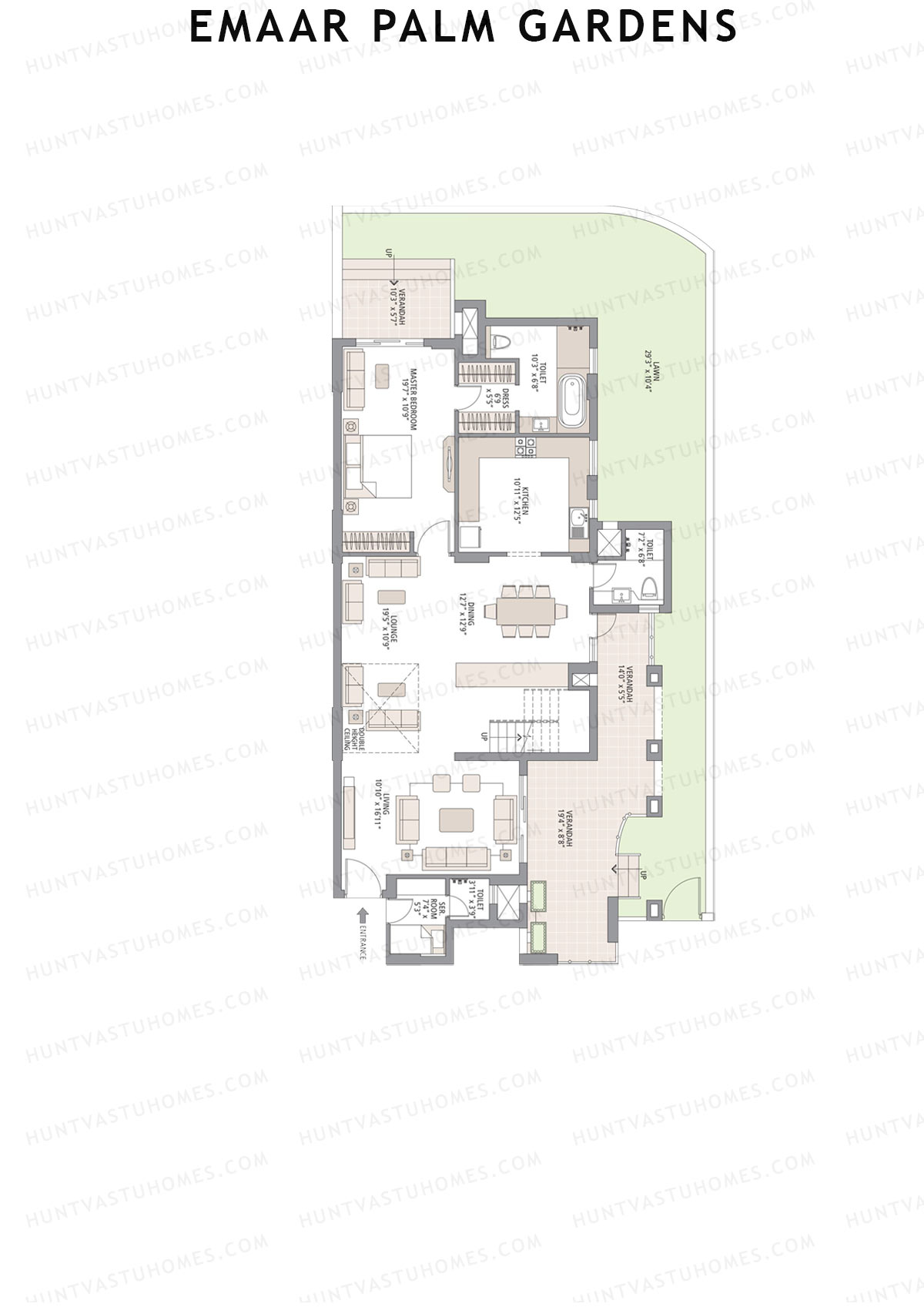 Emaar Palm Gardens, Tower 4, Unit 3 (Duplex ), 5BHK, Super Area 3750   sq ft 