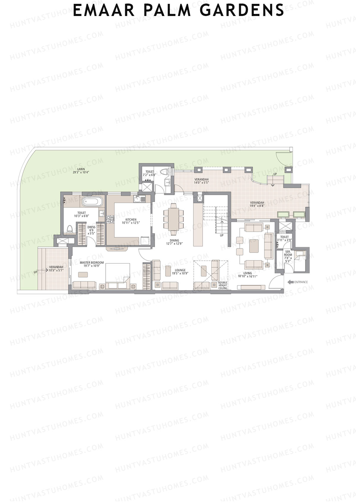 Emaar Palm Gardens, Tower 5, Unit 6 (Duplex ), 5BHK, Super Area 3750   sq ft 