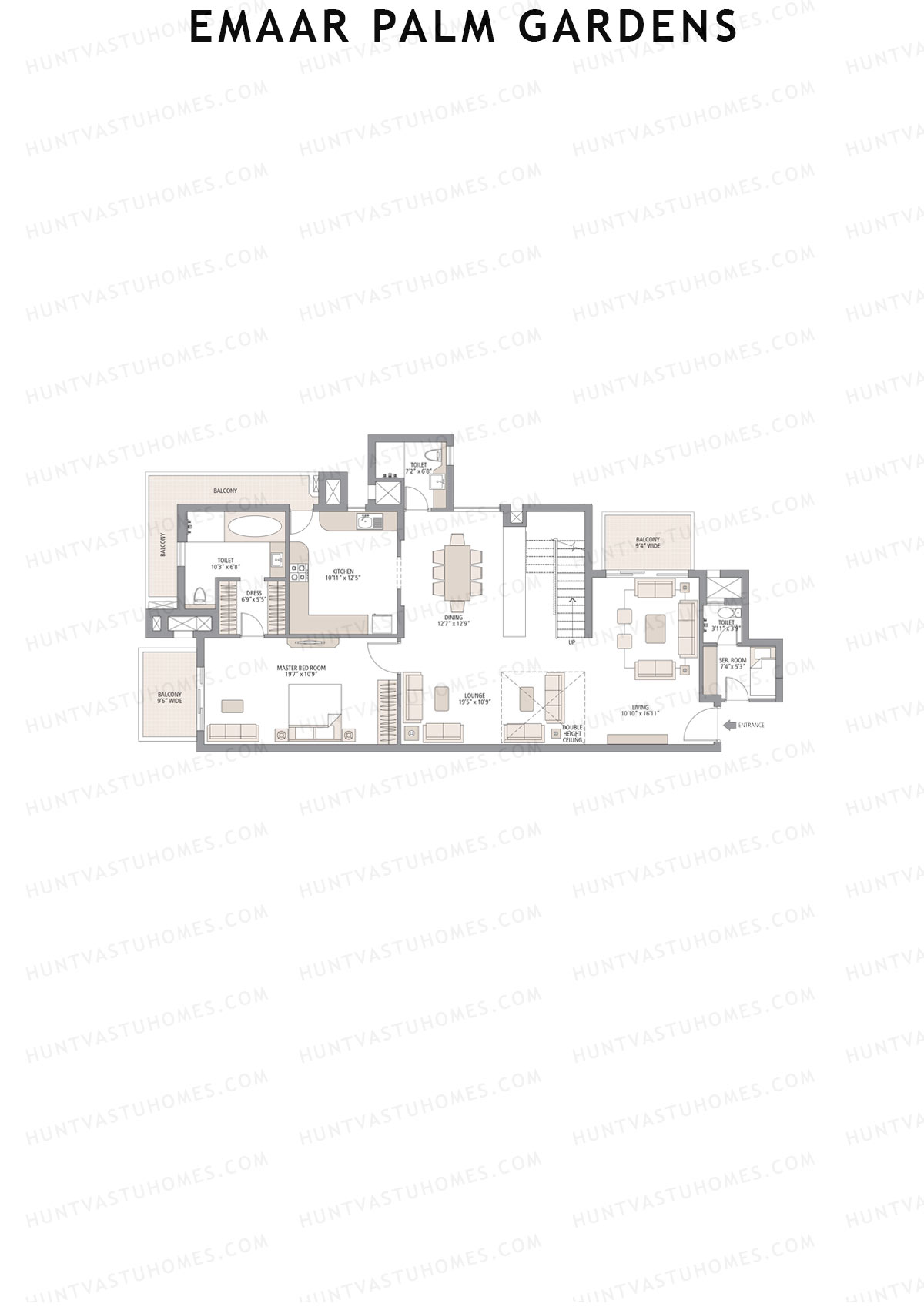 Emaar Palm Gardens, Tower 5, Unit 6 (Penthouse), 5BHK, Super Area 3750   sq ft 