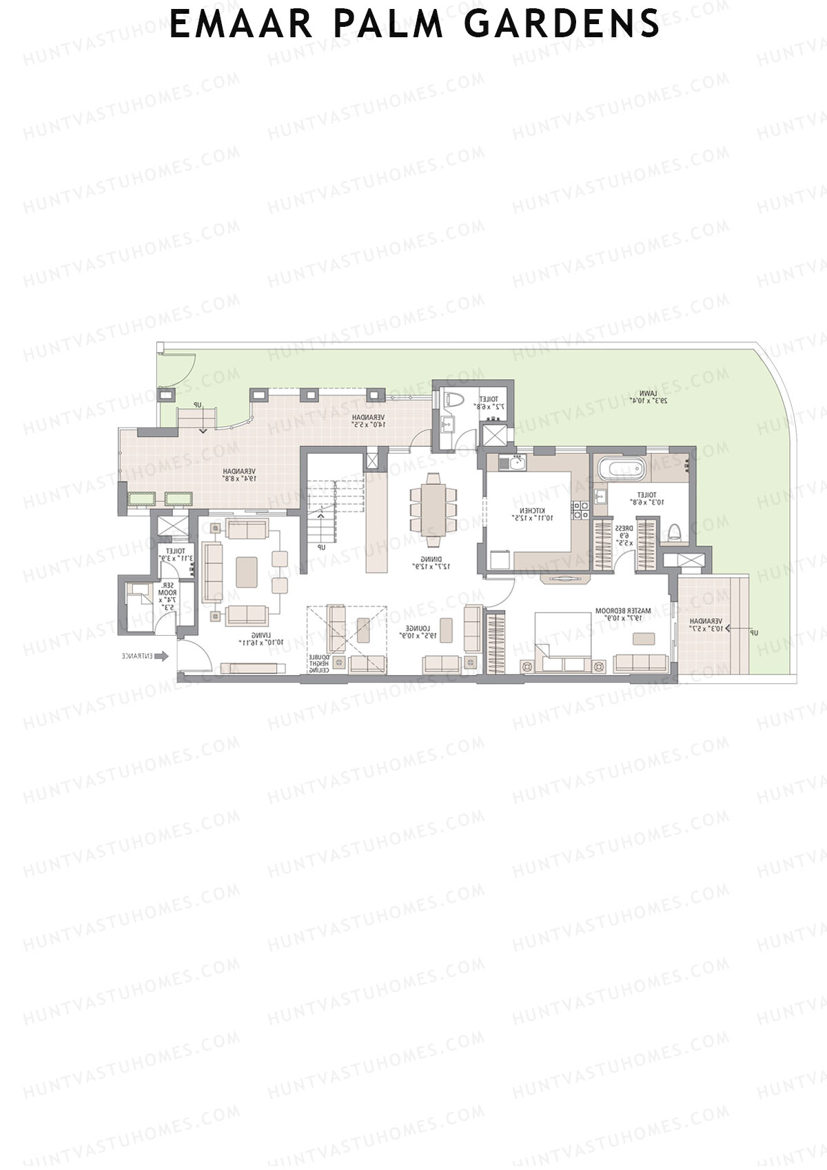 Emaar Palm Gardens, Tower 6, Unit 2 (Duplex ), 5BHK, Super Area 3750   sq ft 