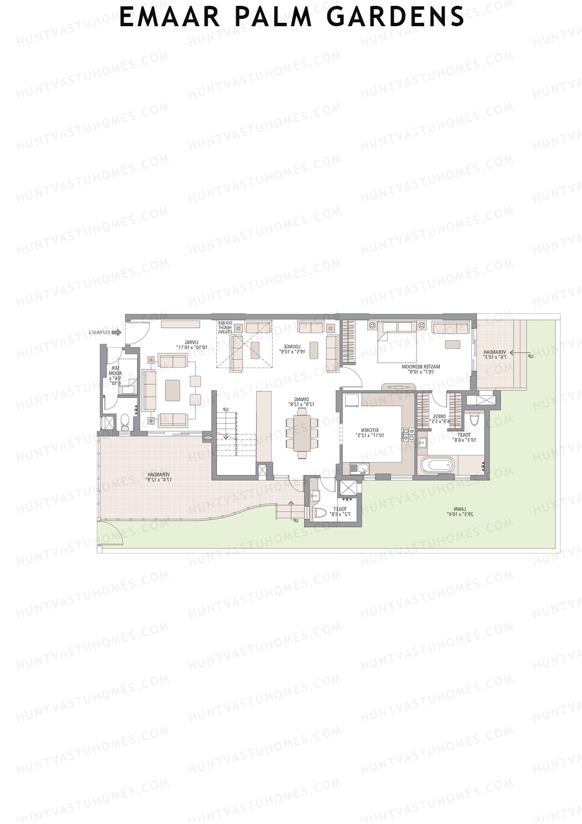 Emaar Palm Gardens, Tower 6, Unit 3 (Duplex ), 5BHK, Super Area 3750   sq ft 