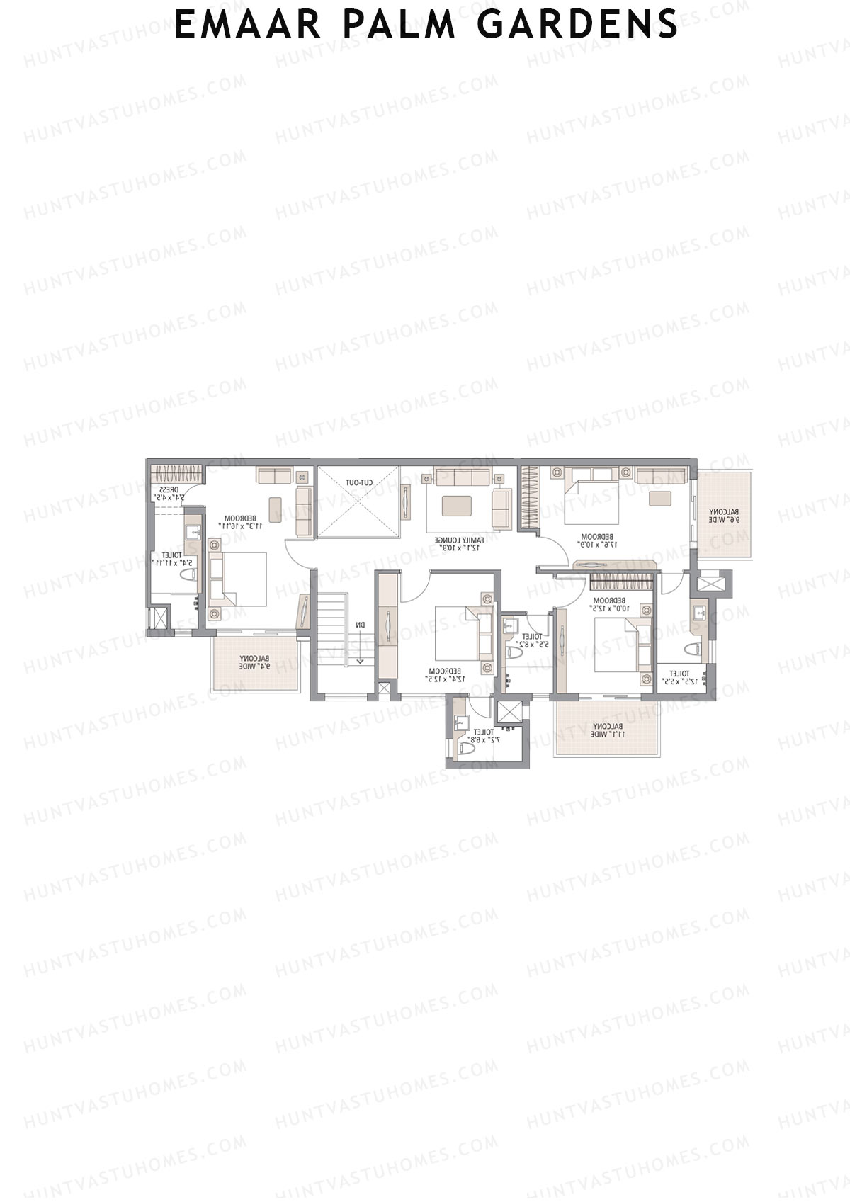 Emaar Palm Gardens, Tower 6, Unit 3 (Duplex ), 5BHK, Super Area 3750   sq ft 