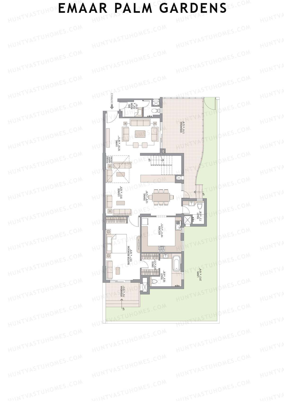 Emaar Palm Gardens, Tower 7, Unit 2 (Duplex ), 5BHK, Super Area 3750   sq ft 