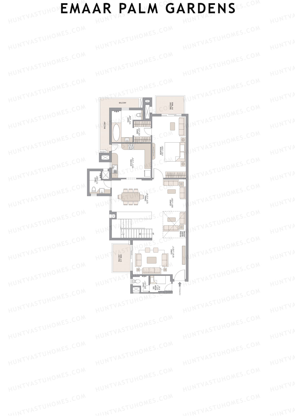 Emaar Palm Gardens, Tower 7, Unit 5 (Penthouse), 5BHK, Super Area 3750   sq ft 