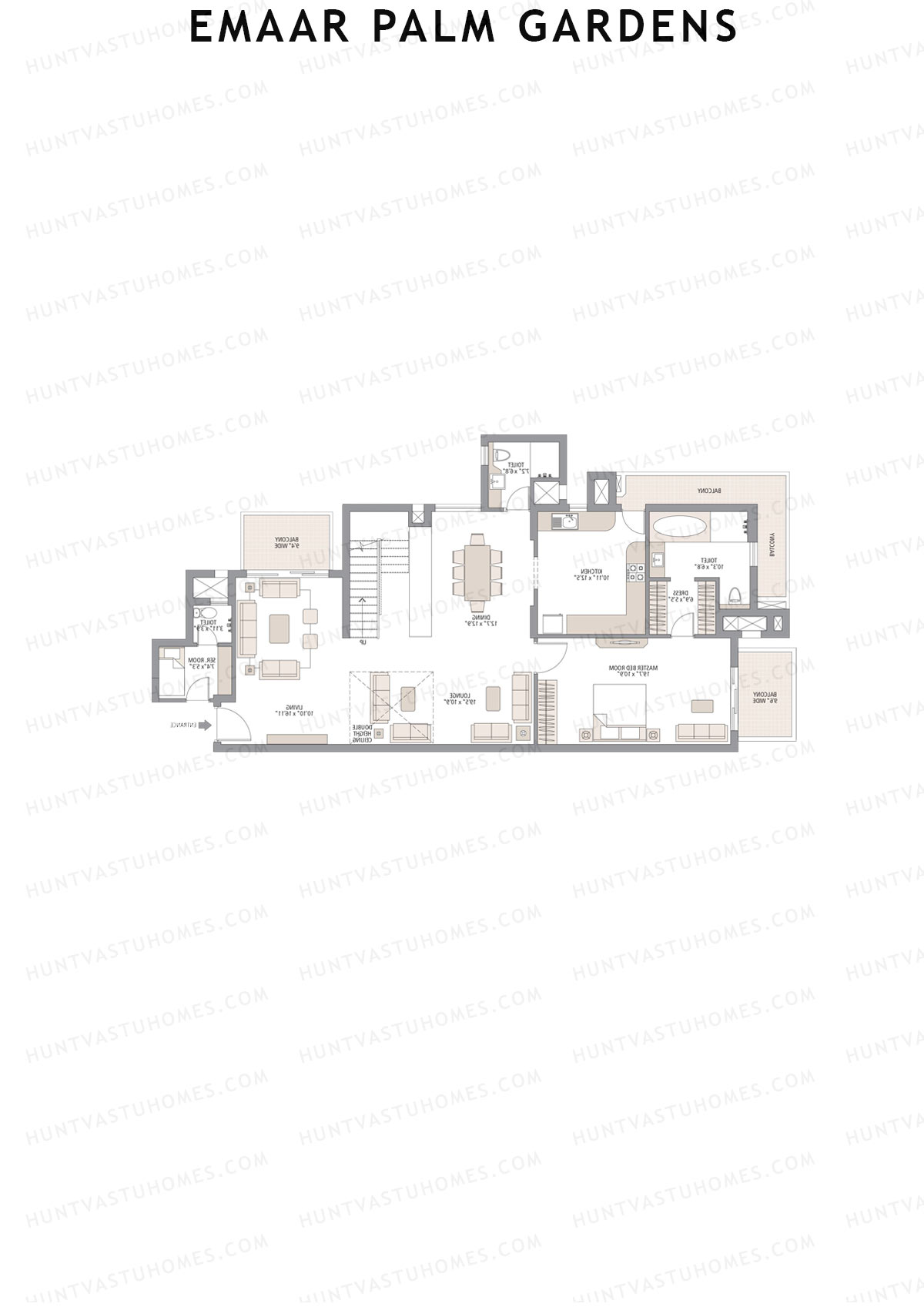 Emaar Palm Gardens, Tower 9, Unit 2 (Penthouse), 5BHK, Super Area 3750   sq ft 