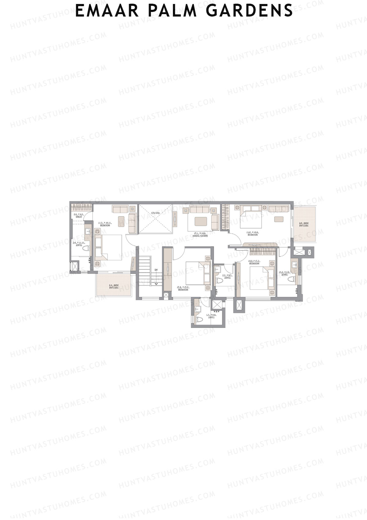 Emaar Palm Gardens, Tower 9, Unit 3 (Penthouse), 5BHK, Super Area 3750   sq ft 