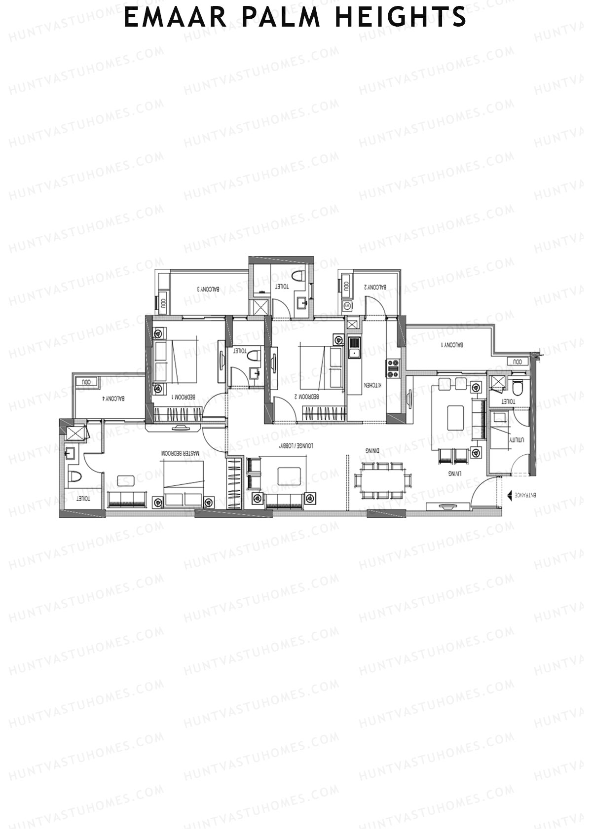 Emaar Palm Heights Tower D Unit 4 Floor Plan