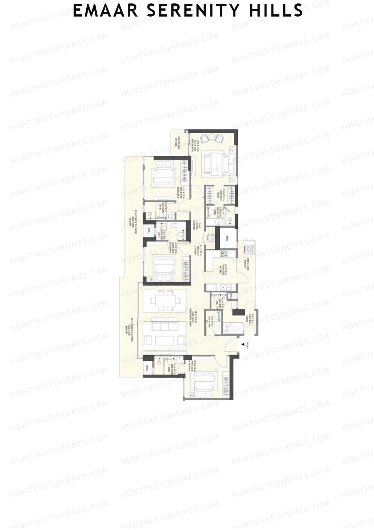Emaar Serenity Hills Tower B Unit 4 (Type 1) Floor Plan