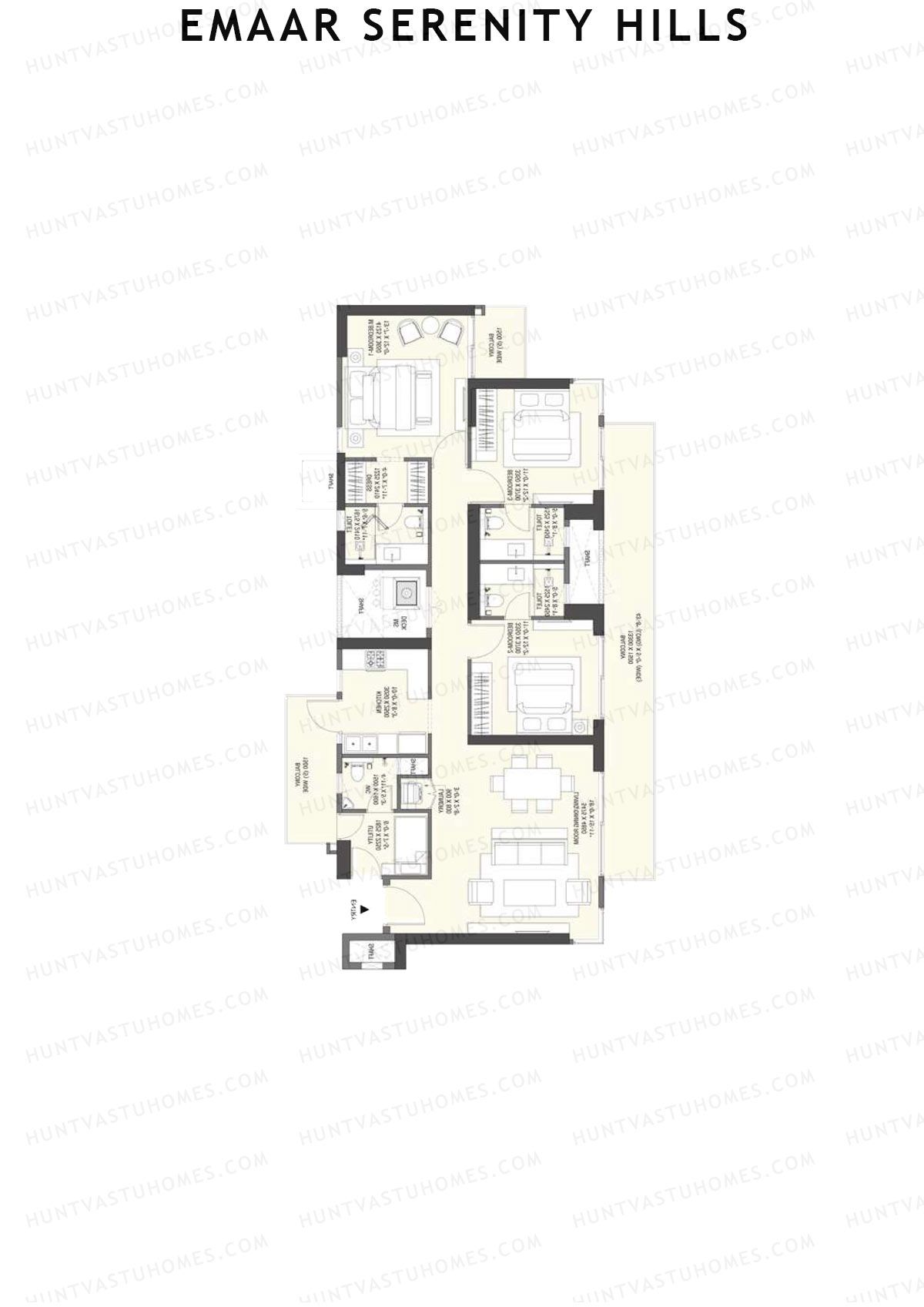 Emaar Serenity Hills Tower C Unit 1 (Type 1) Floor Plan
