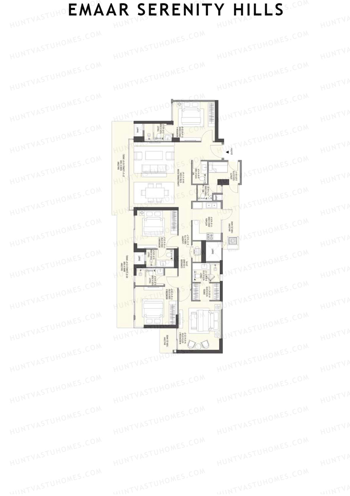 Emaar Serenity Hills Tower C Unit 3 (Type 1) Floor Plan