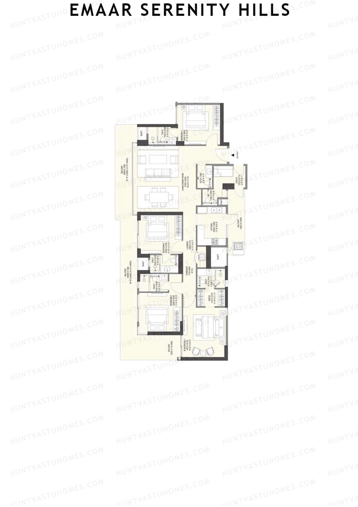 Emaar Serenity Hills Tower C Unit 3 (Type 3) Floor Plan