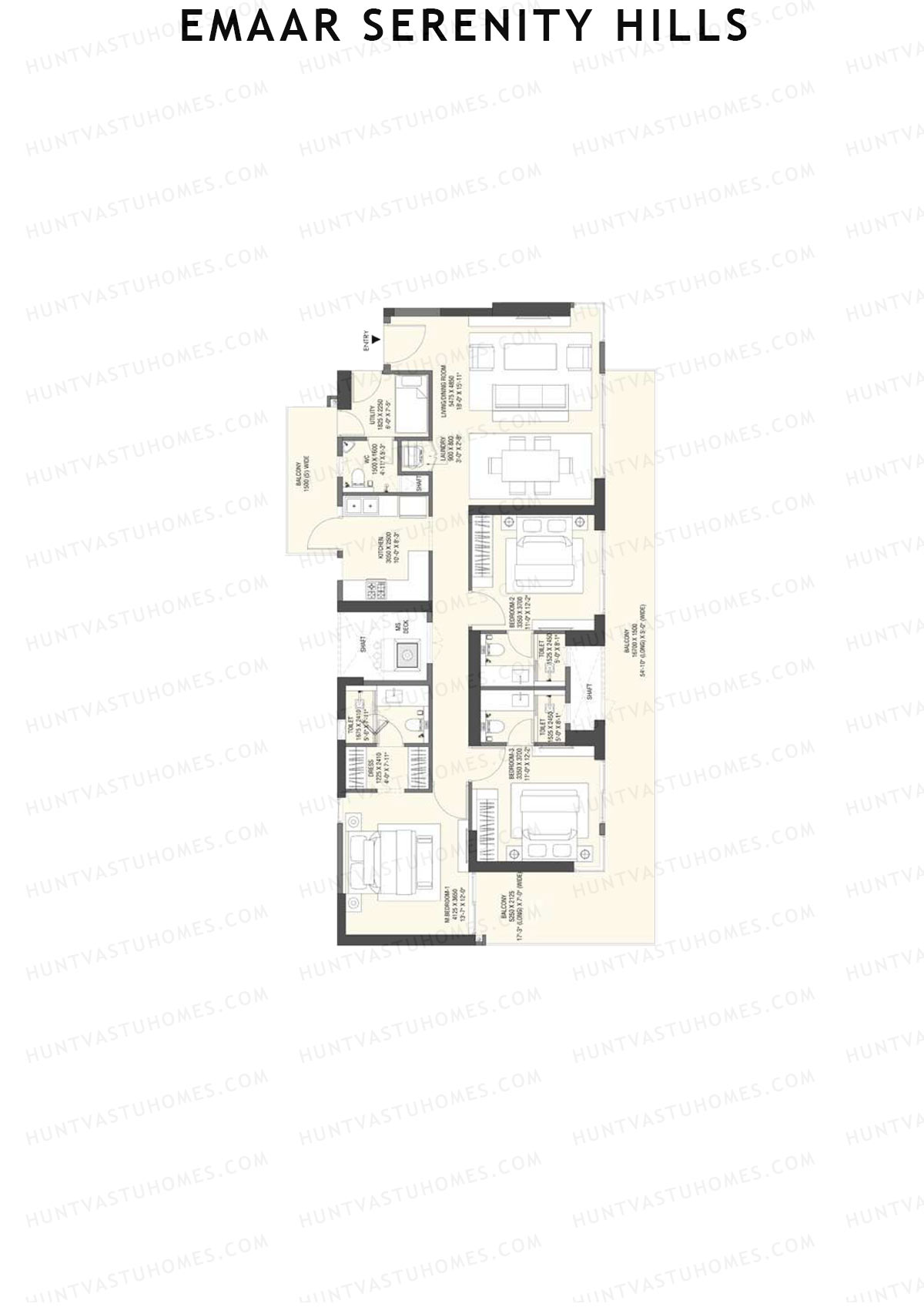 Emaar Serenity Hills Tower D Unit 2 (Type 5) Floor Plan