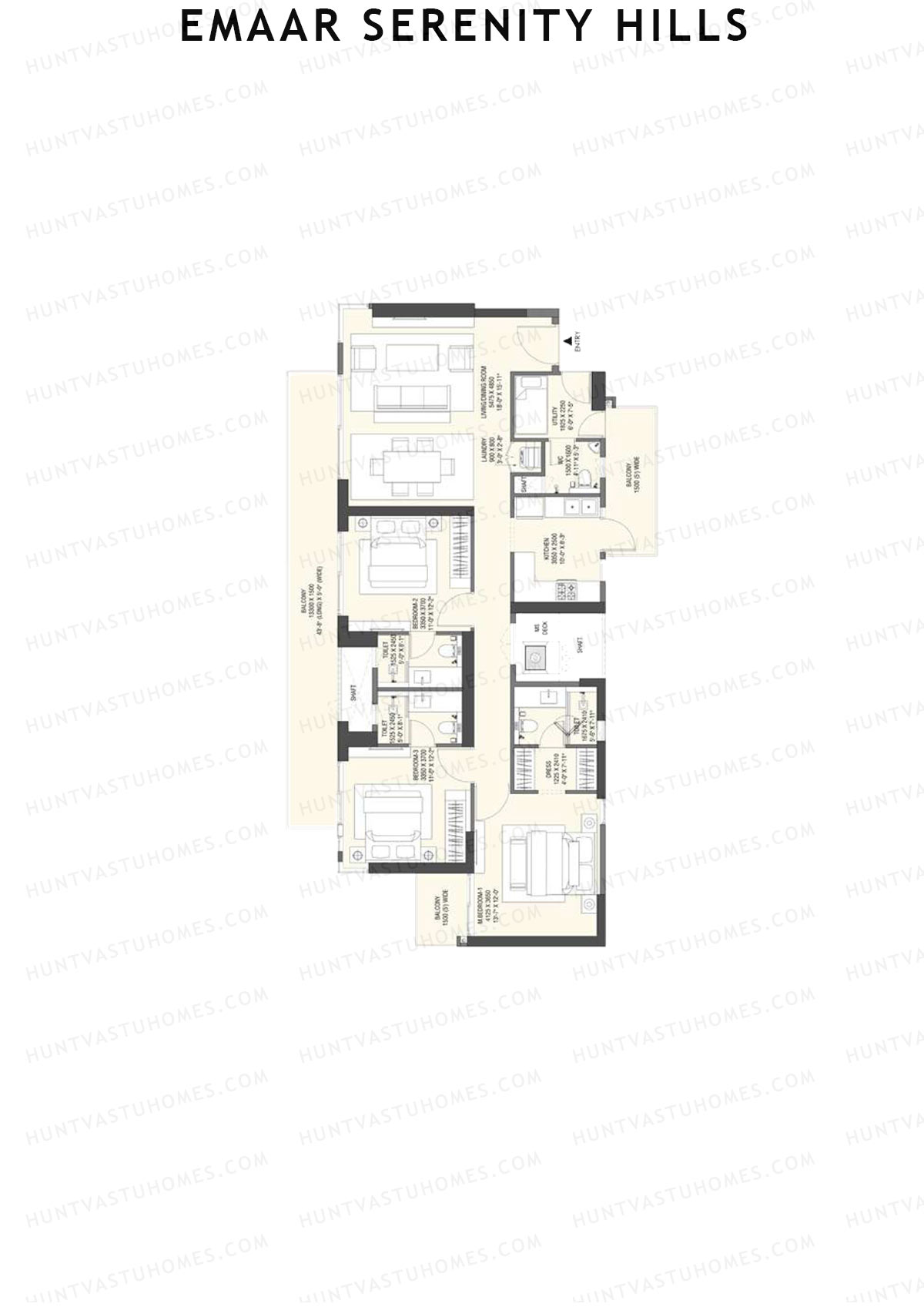 Emaar Serenity Hills Tower D Unit 3 (Type 2) Floor Plan