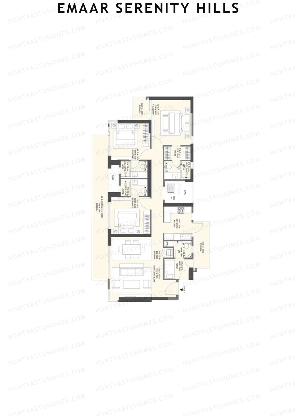 Emaar Serenity Hills Tower D Unit 4 (Type 2) Floor Plan