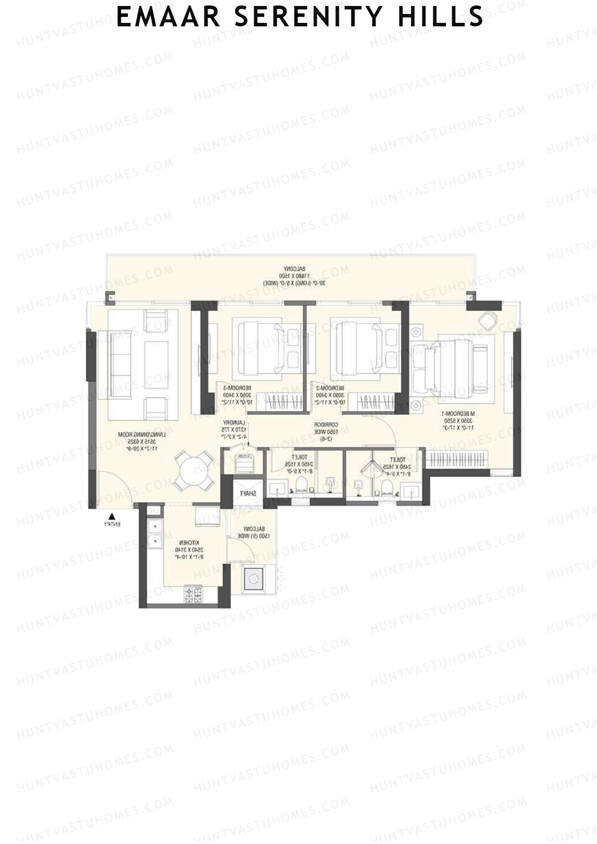 Emaar Serenity Hills Tower E Unit 4 (Type 1) Floor Plan