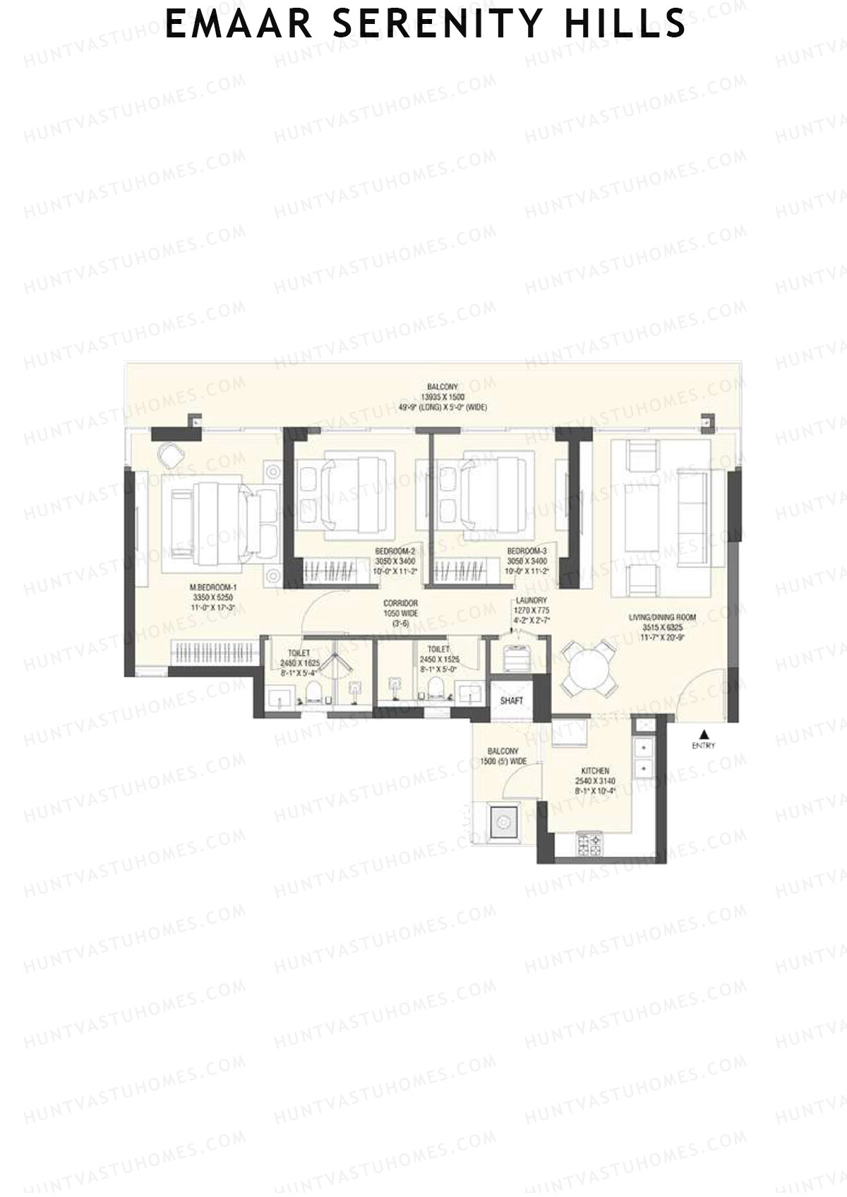 Emaar Serenity Hills Tower F Unit 3 (Type 4) Floor Plan