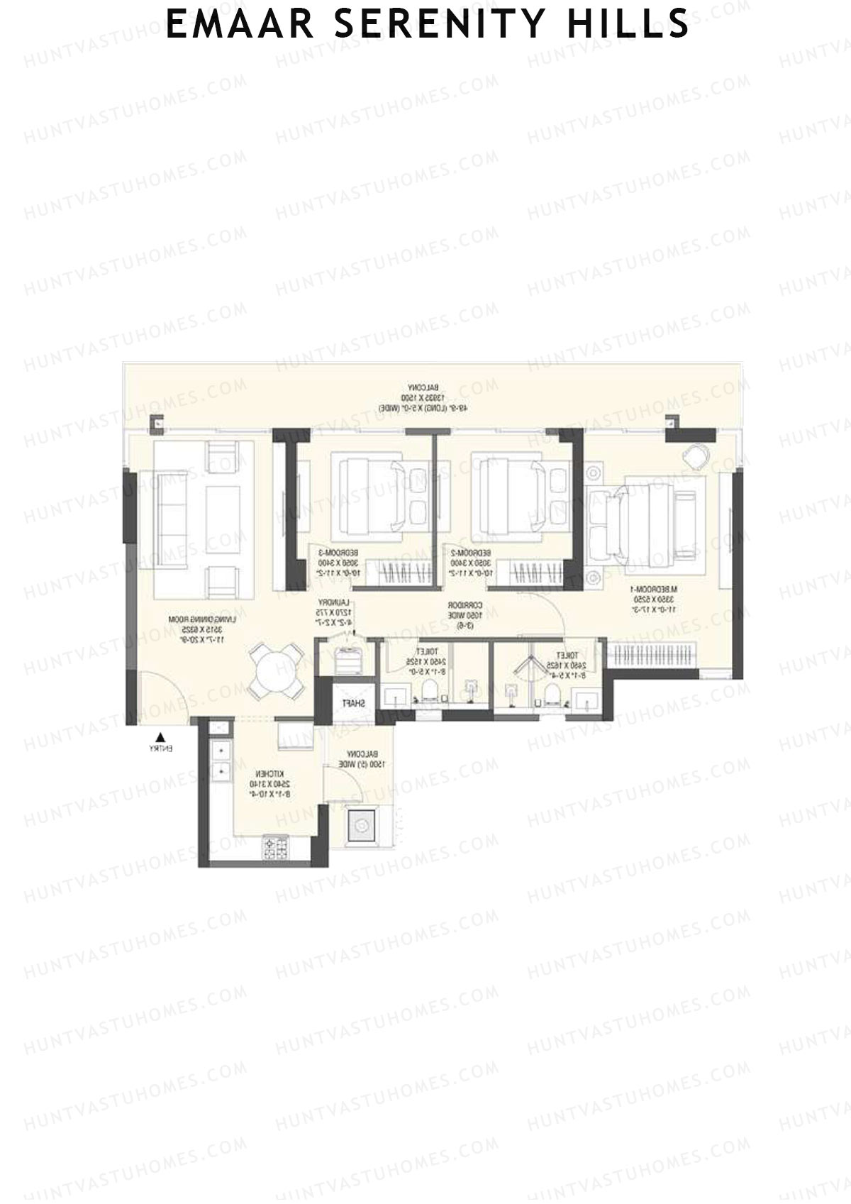 Emaar Serenity Hills Tower F Unit 4 (Type 4) Floor Plan