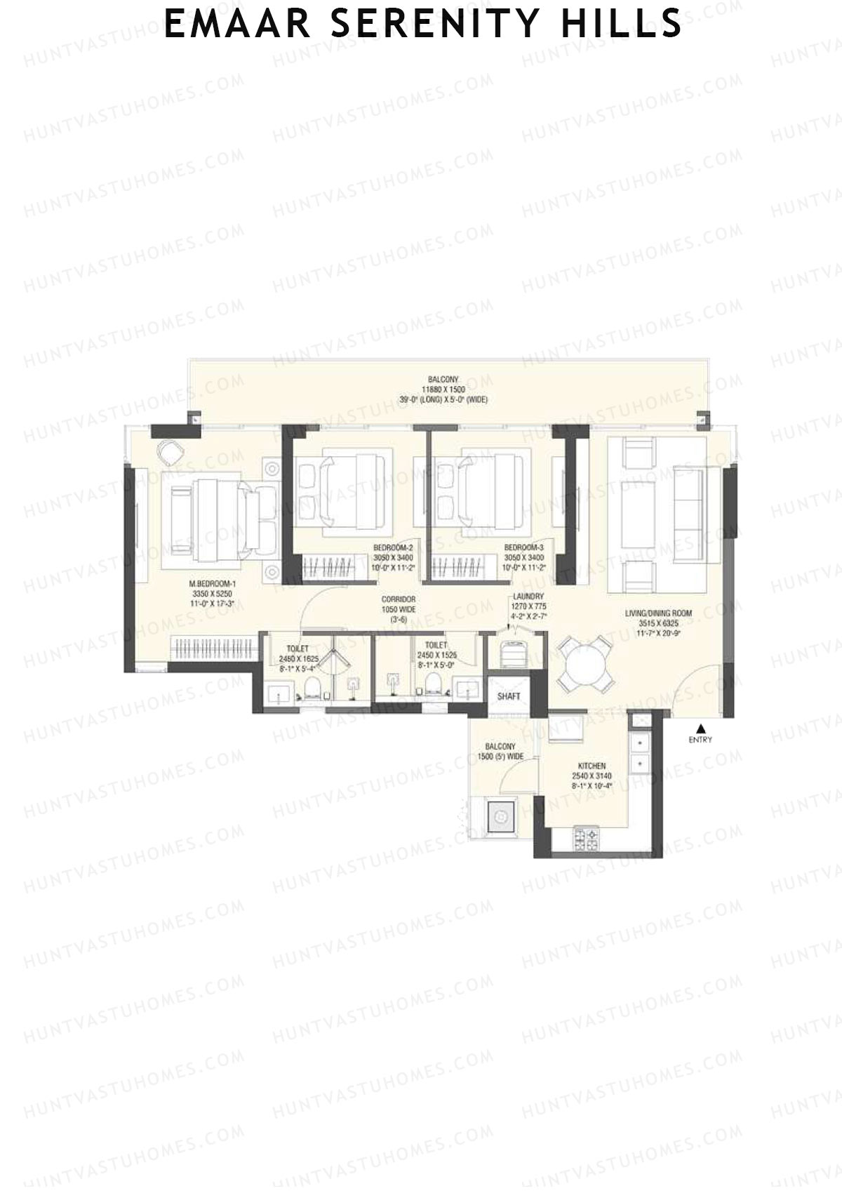 Emaar Serenity Hills Tower G Unit 3 (Type 1) Floor Plan