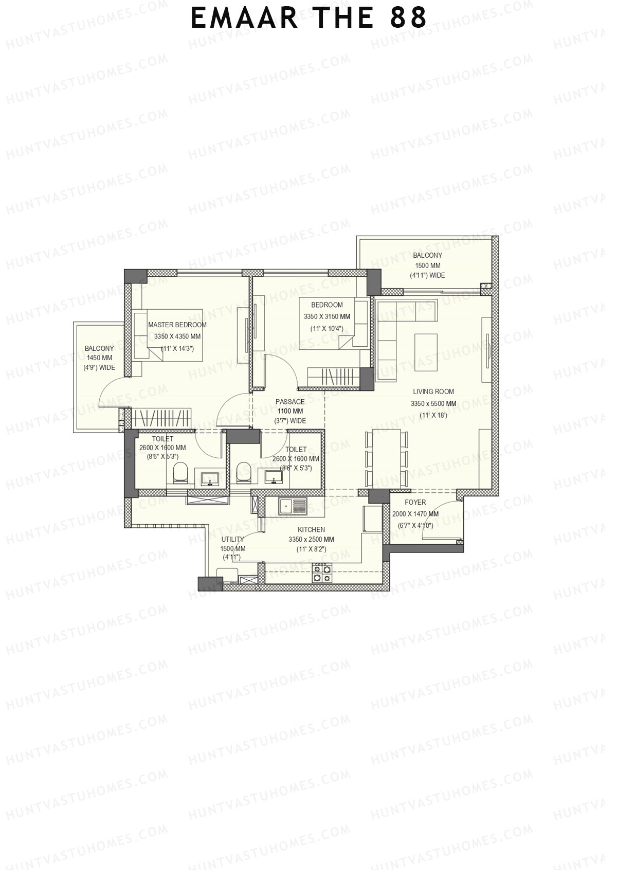 Emaar the 88 Tower 1 Unit A (Type 1) Floor Plan