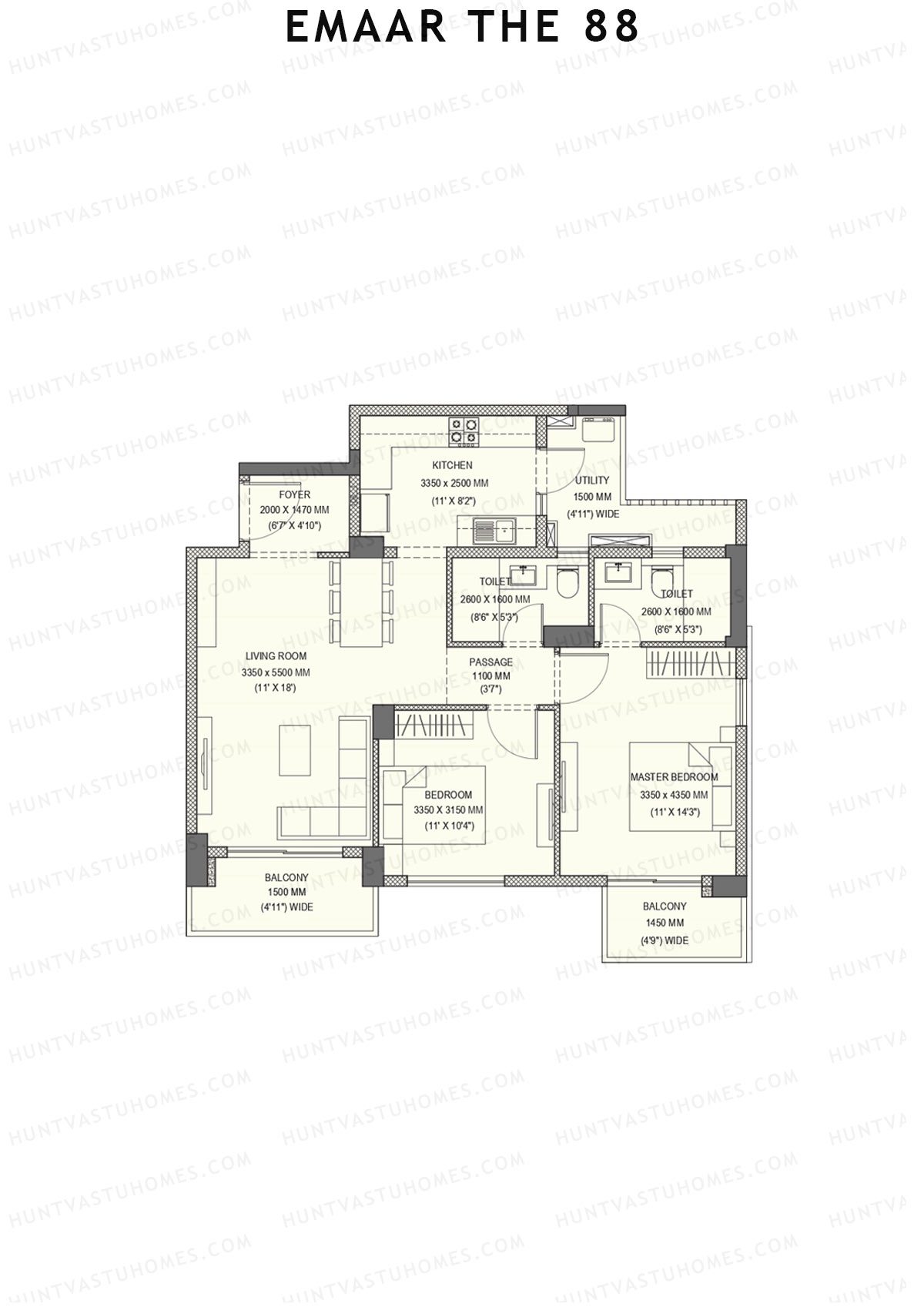 Emaar the 88 Tower 1 Unit C (Type 3) Floor Plan