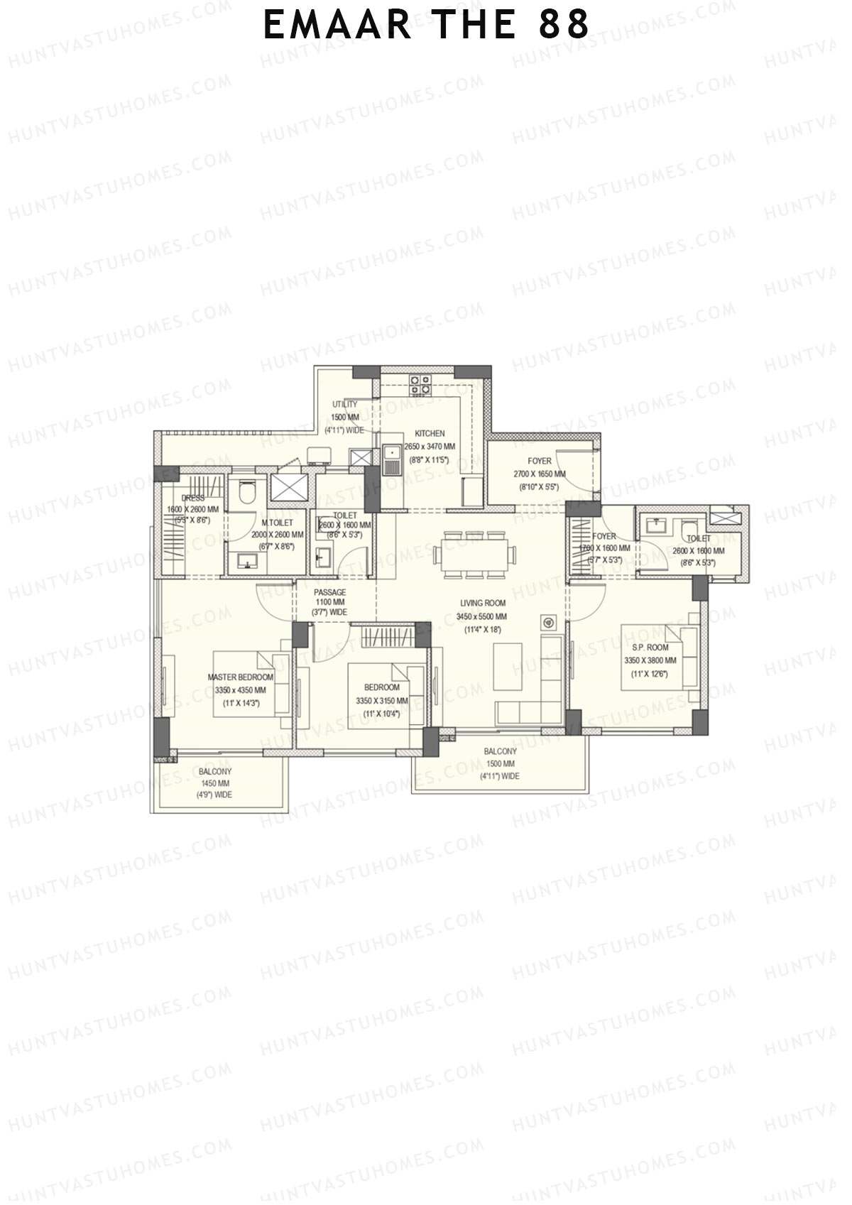 Emaar the 88 Tower 1 Unit D Floor Plan