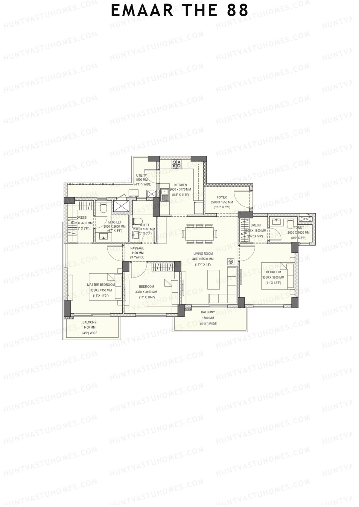 Emaar the 88 Tower 1 Unit D (Type 1) Floor Plan