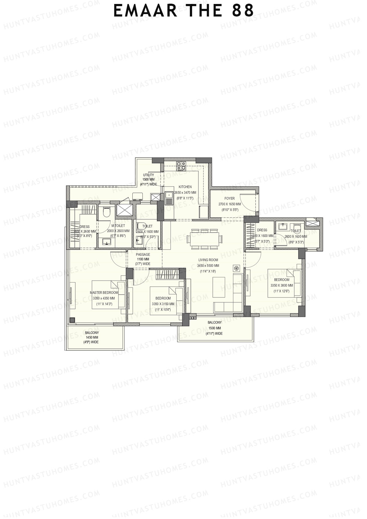 Emaar the 88 Tower 1 Unit D (Type 2) Floor Plan