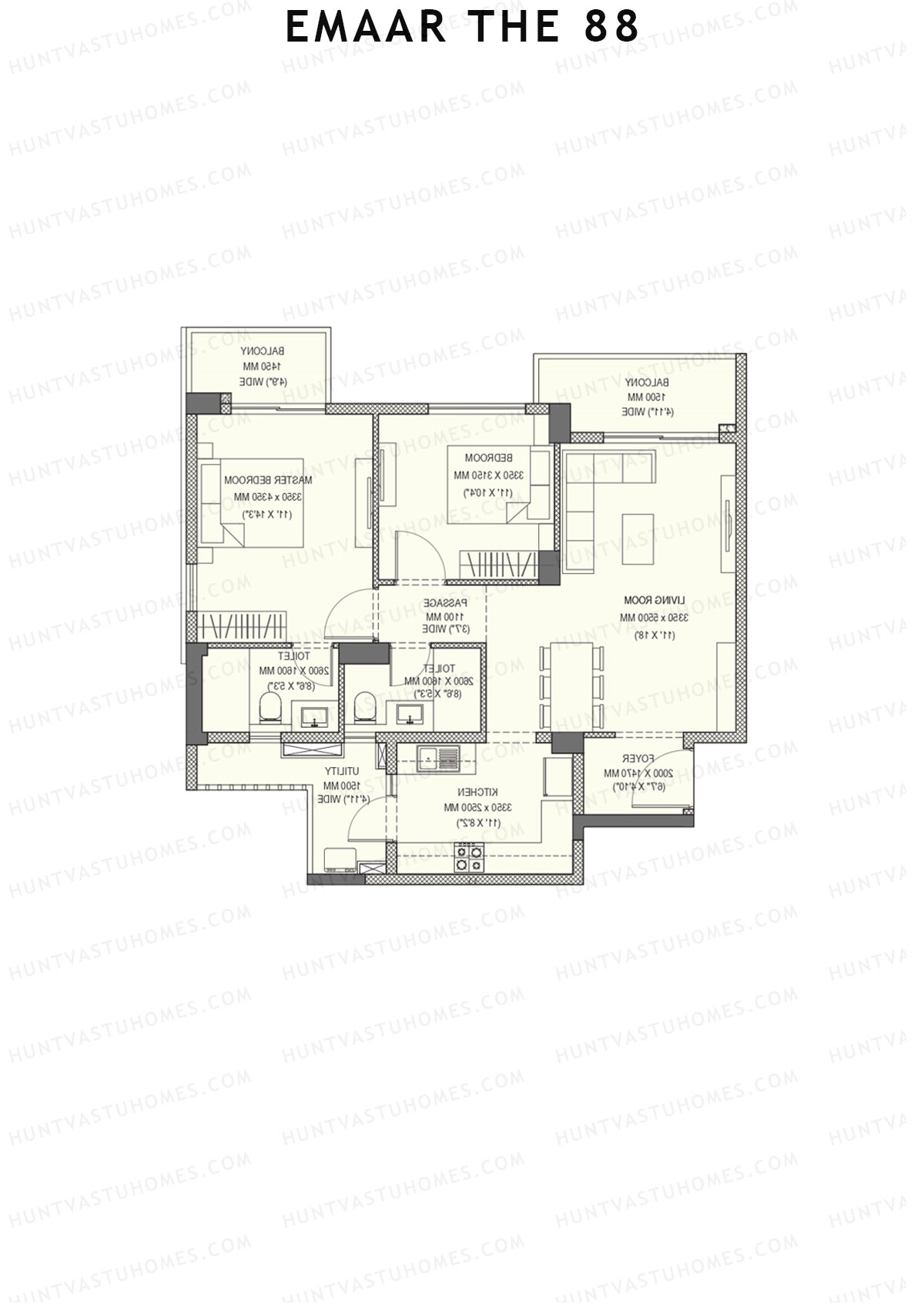 Emaar the 88 Tower 2 Unit B (Type 2) Floor Plan