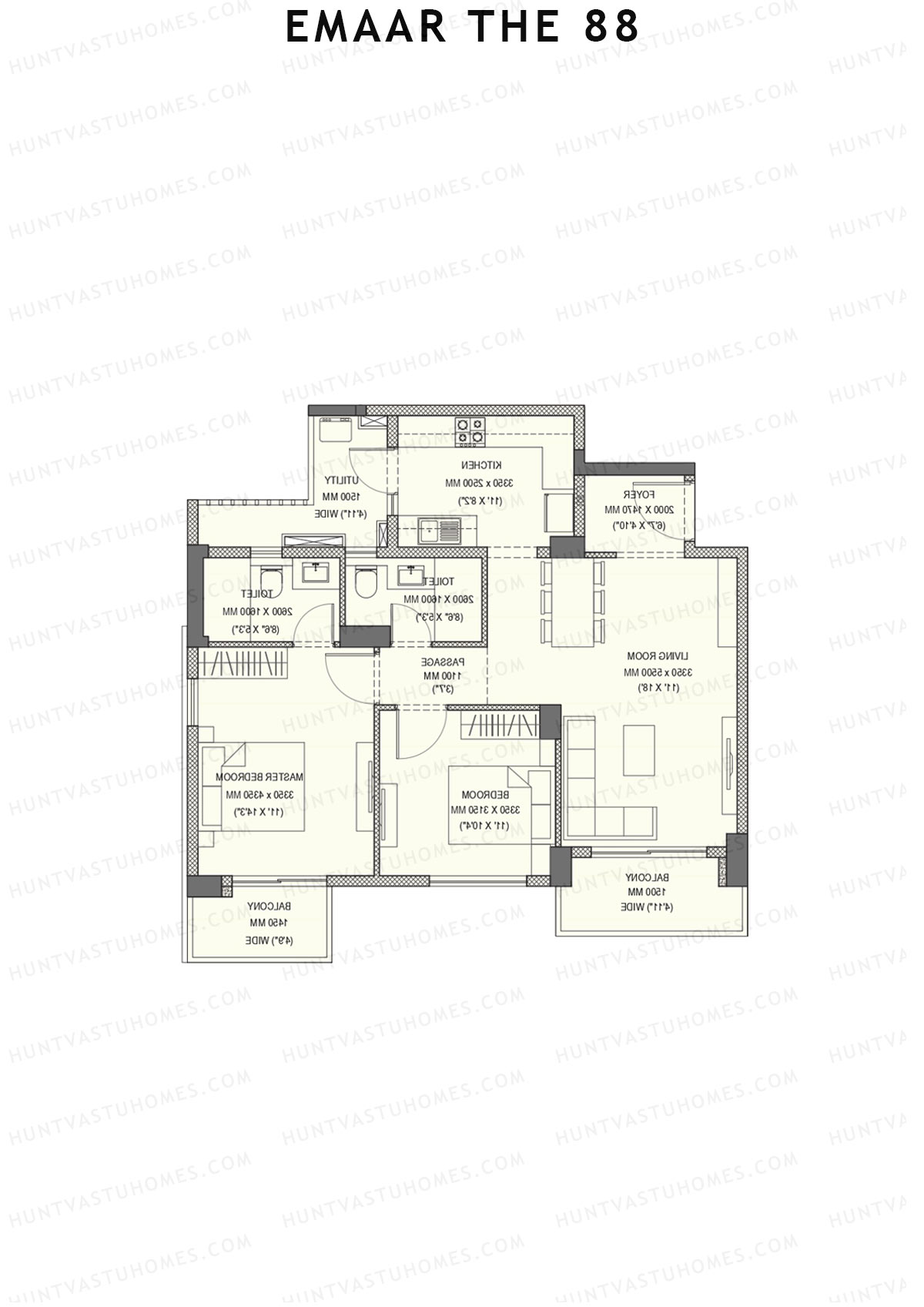 Emaar the 88 Tower 2 Unit C (Type 3) Floor Plan