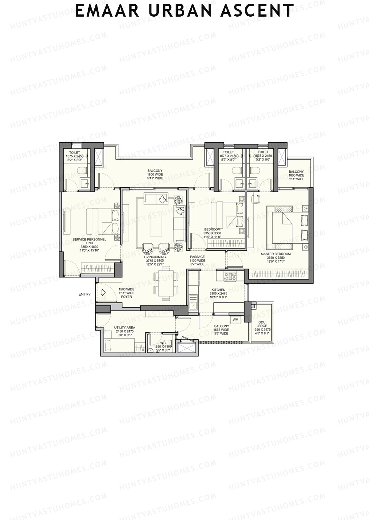 Emaar Urban Ascent Tower A Unit B (Type B) Floor Plan