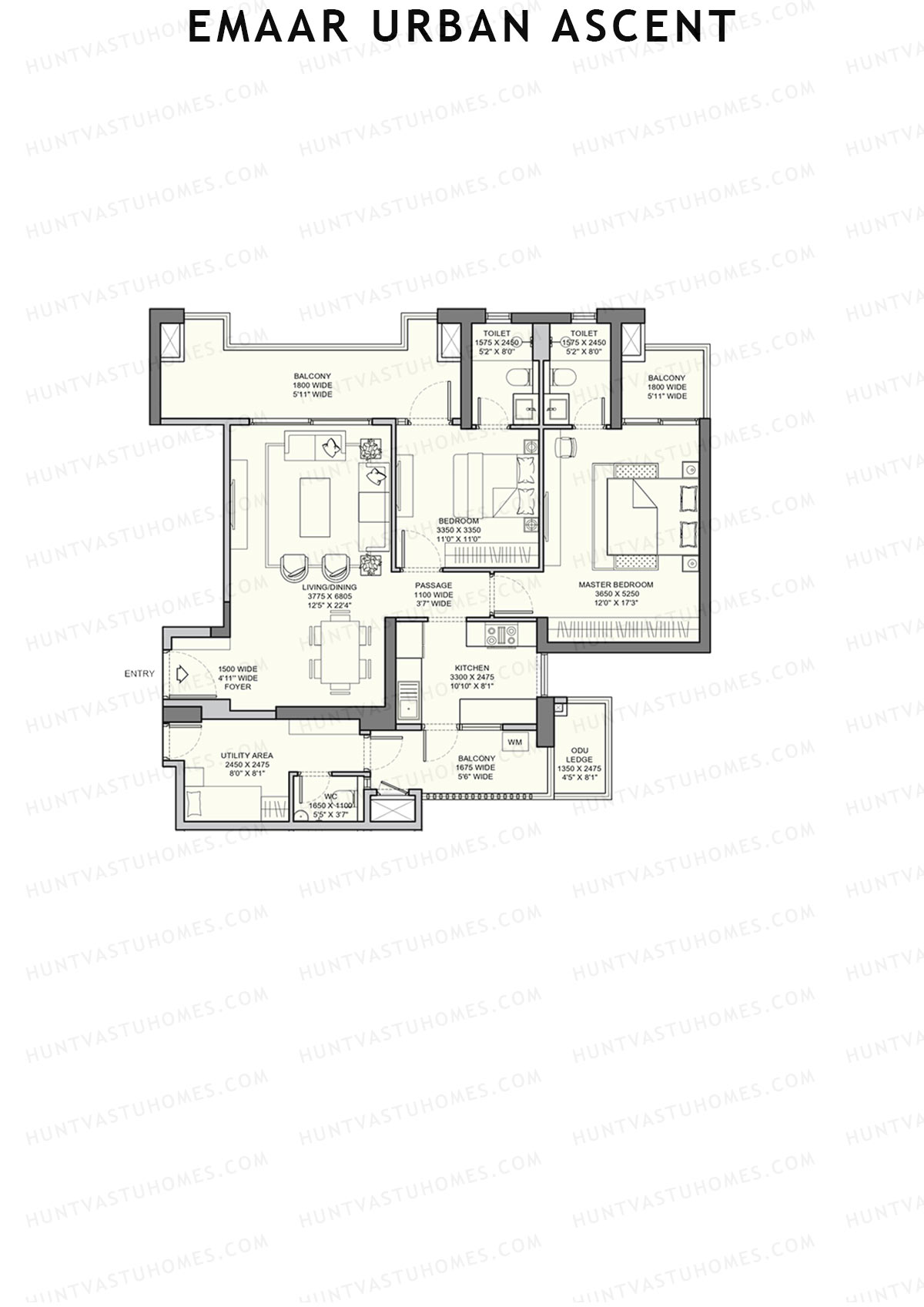 Emaar Urban Ascent Tower B Unit B (Type A) Floor Plan
