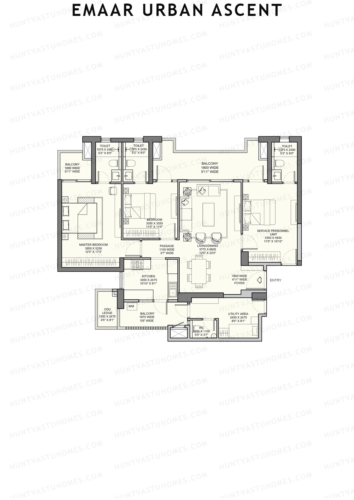 Emaar Urban Ascent Tower C Unit A (Type A) Floor Plan