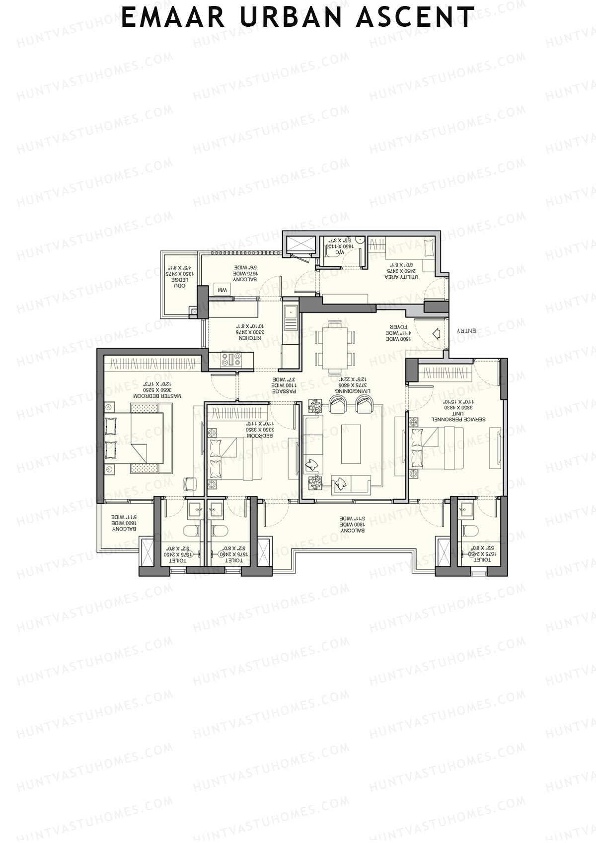Emaar Urban Ascent Tower C Unit D (Type B) Floor Plan
