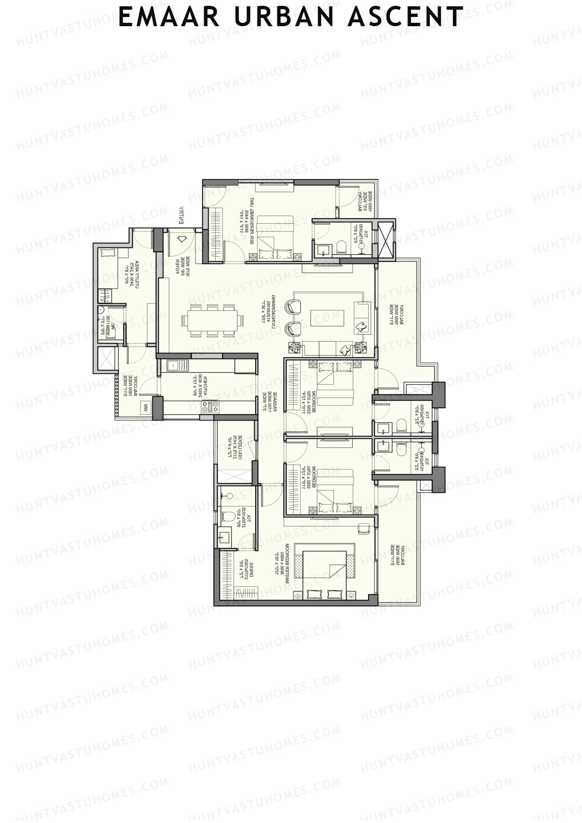 Emaar Urban Ascent Tower D Unit B (Type B) Floor Plan