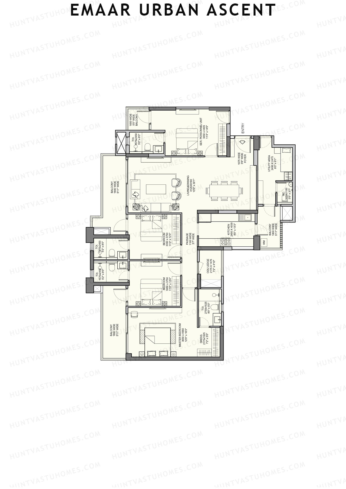 Emaar Urban Ascent Tower D Unit C (Type B) Floor Plan