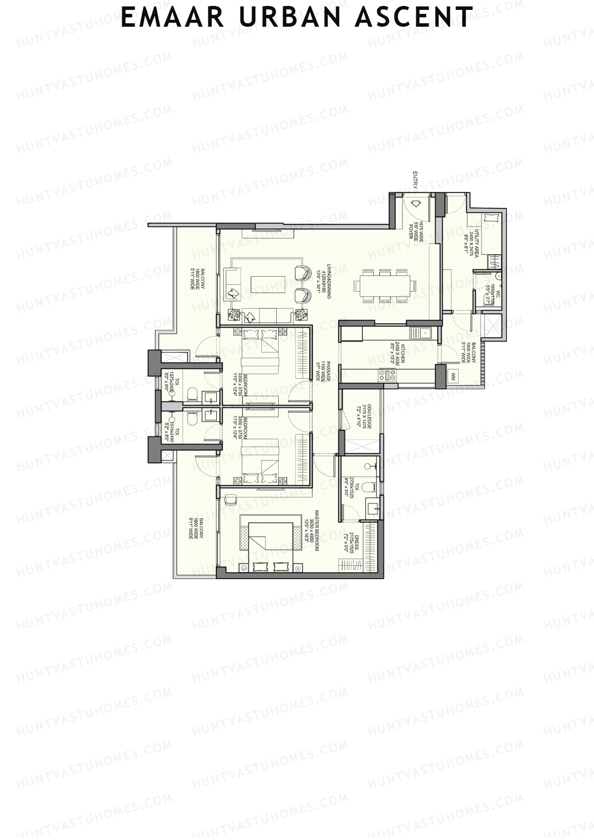 Emaar Urban Ascent Tower D Unit C (Type C) Floor Plan