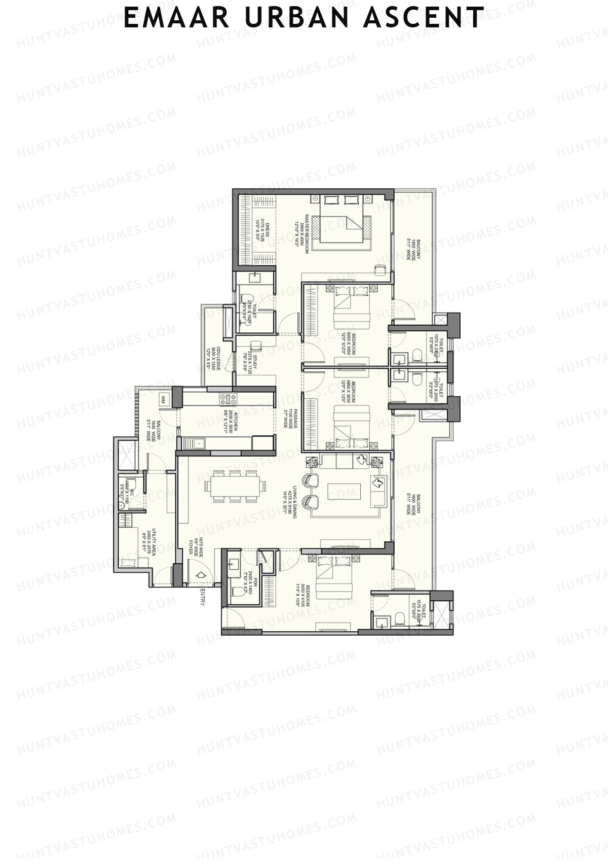 Emaar Urban Ascent Tower E Unit A (Type C) Floor Plan