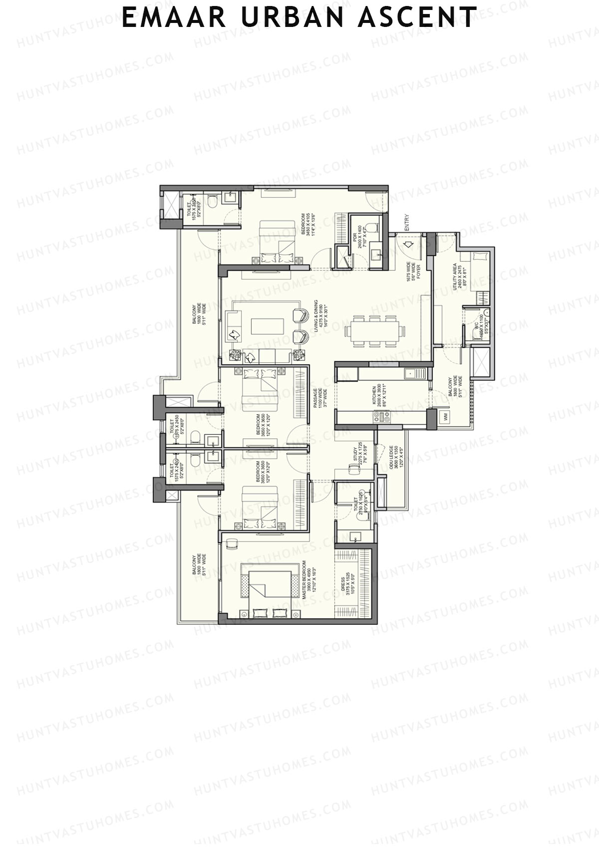 Emaar Urban Ascent Tower E Unit C (Type C) Floor Plan