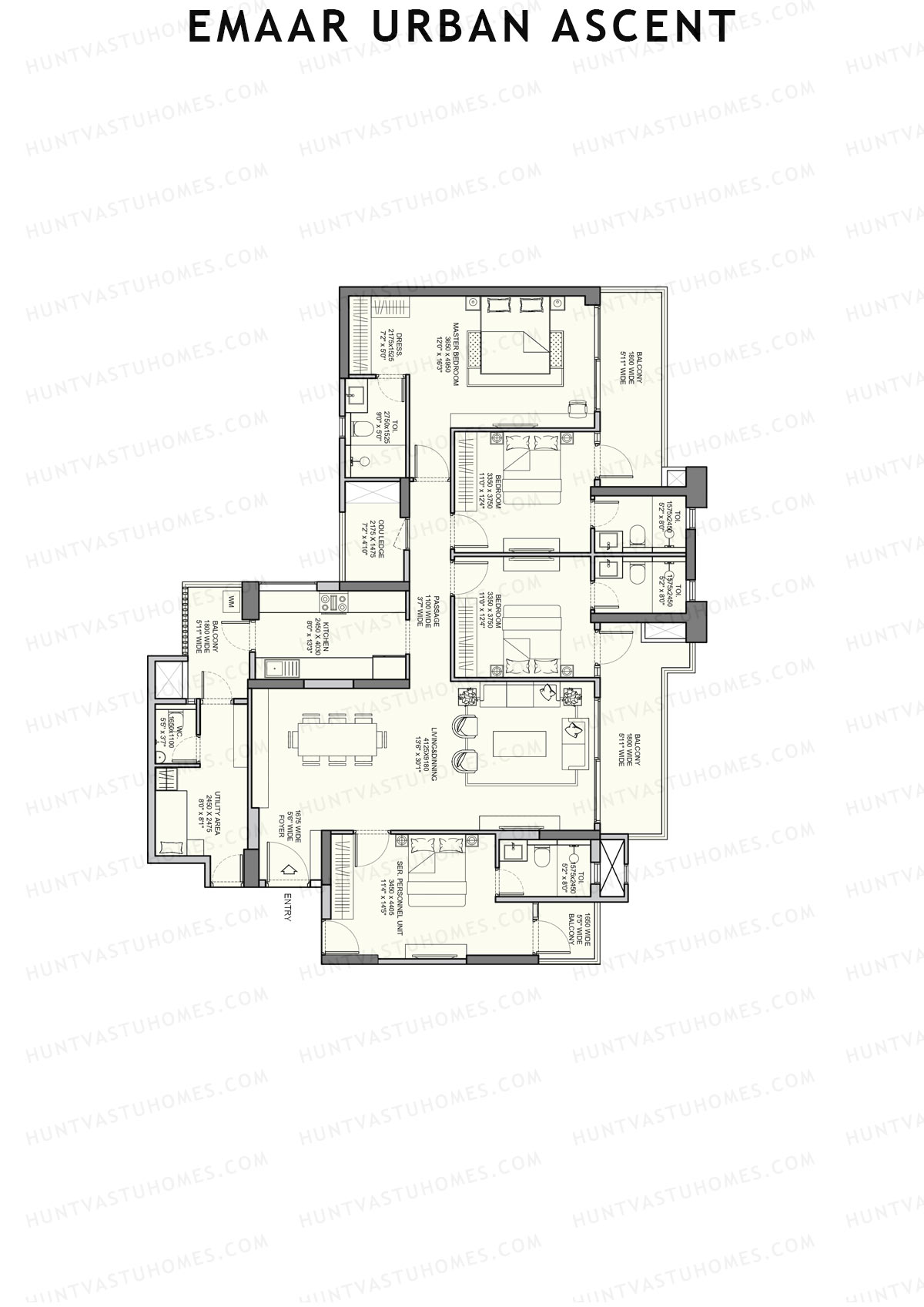 Emaar Urban Ascent Tower F Unit A (Type B) Floor Plan