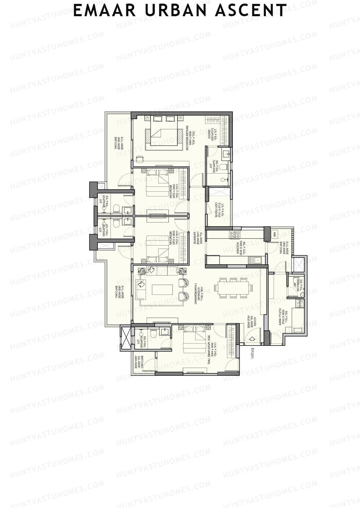 Emaar Urban Ascent Tower F Unit D (Type B) Floor Plan