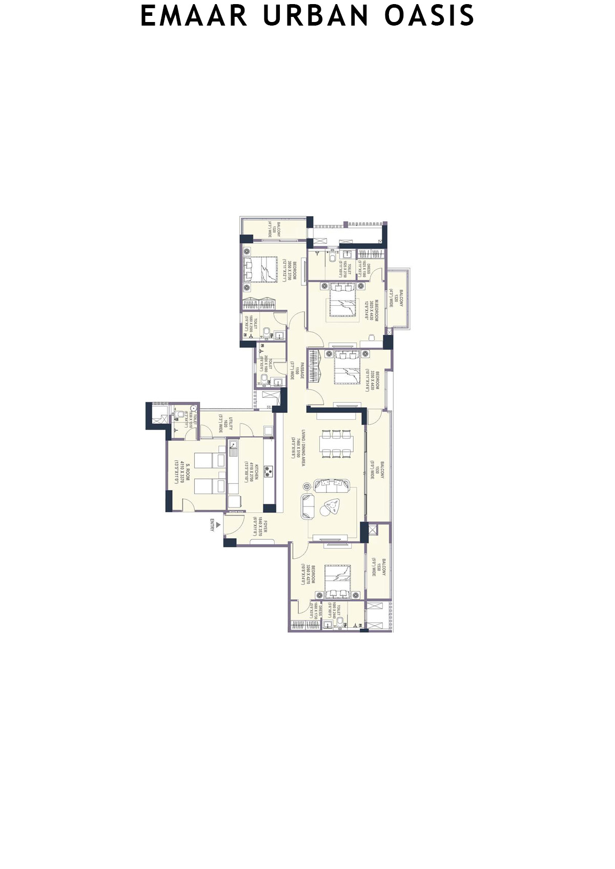 Emaar Urban Oasis Tower 1 Unit A Floor Plan