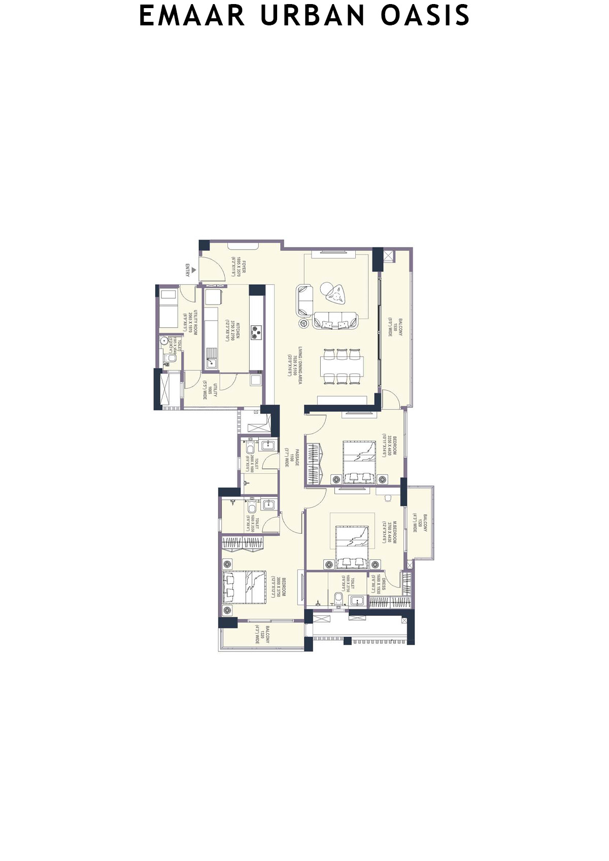 Emaar Urban Oasis Tower 1 Unit B Floor Plan