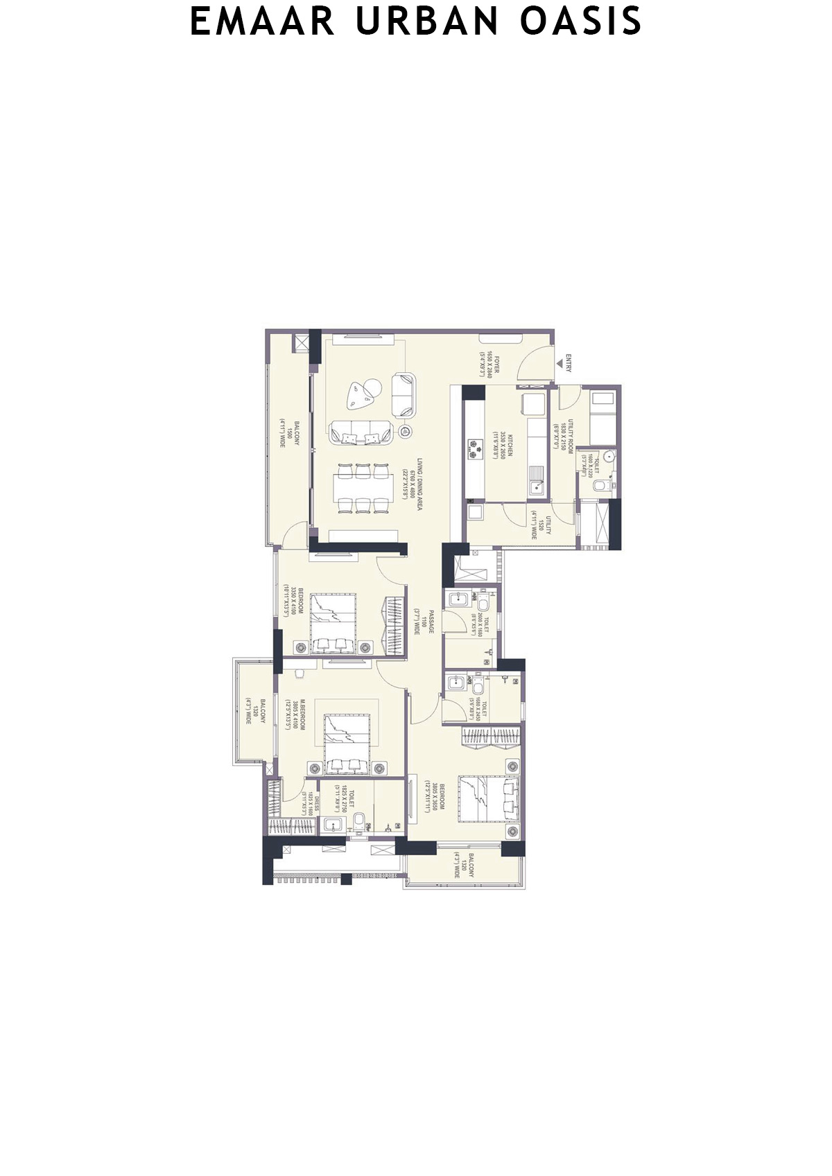 Emaar Urban Oasis Tower 1 Unit C Floor Plan