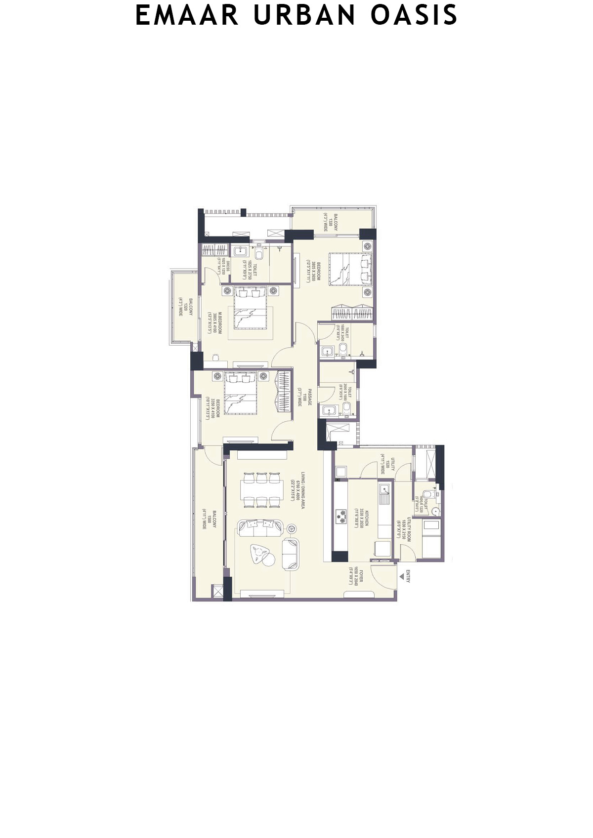 Emaar Urban Oasis Tower 1 Unit D Floor Plan