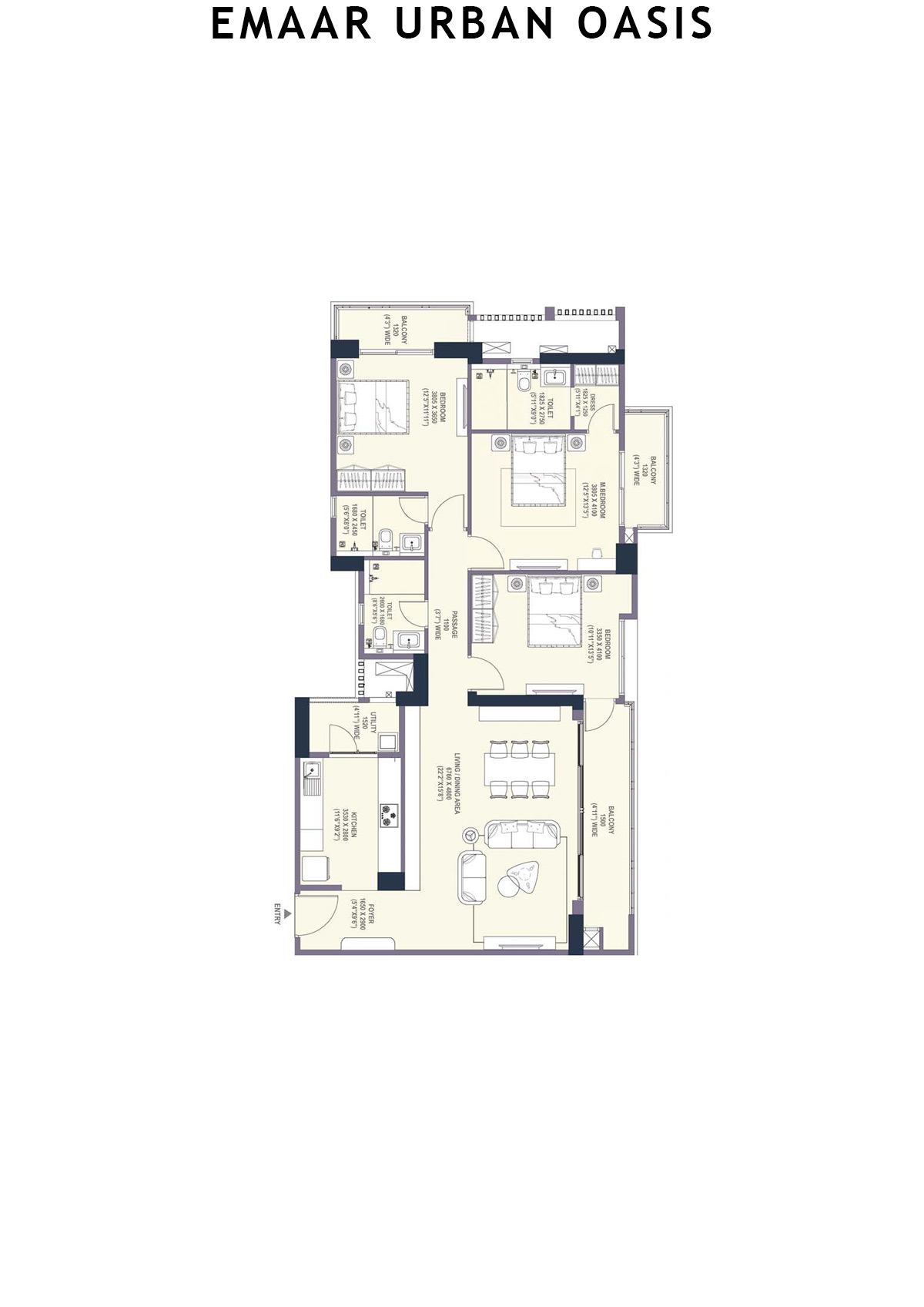 Emaar Urban Oasis Tower 2 Unit A Floor Plan