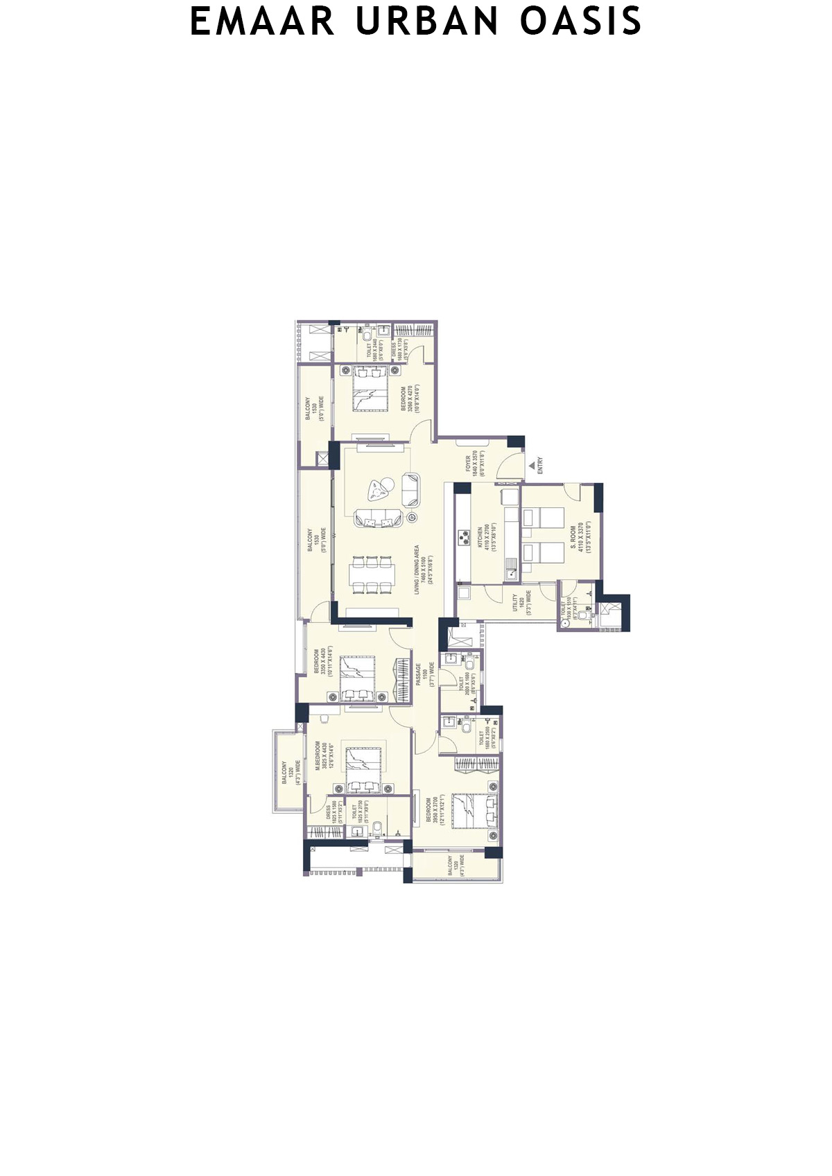 Emaar Urban Oasis Tower 3 Unit A Floor Plan