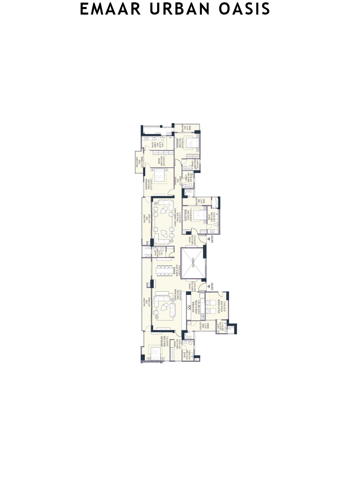 Emaar Urban Oasis Tower 3 Unit A Floor Plan