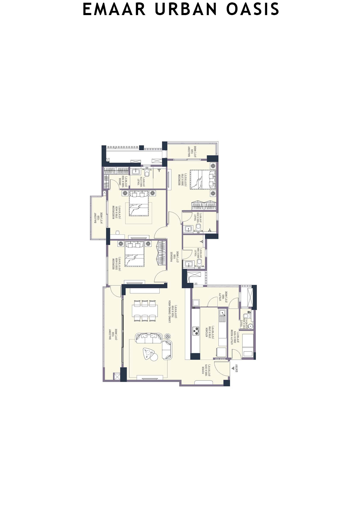 Emaar Urban Oasis Tower 3 Unit B Floor Plan