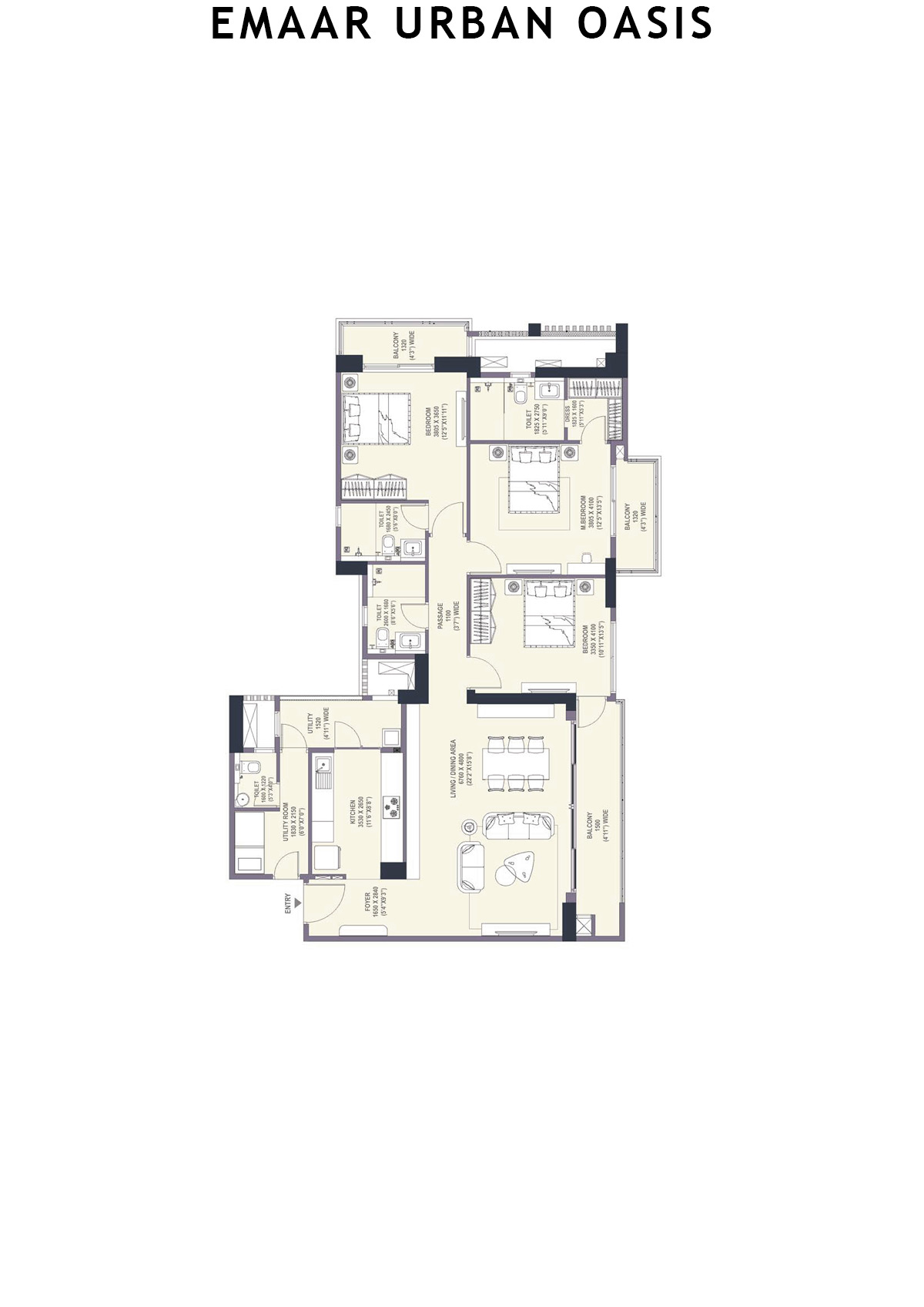 Emaar Urban Oasis Tower 3 Unit C Floor Plan